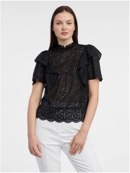 Orsay Bluzka w kolorze czarnym rozmiar: S. Czarne bluzki damskie Orsay, s, bez wzorów, z koronki, bez kołnierzyka, bez ramiączek. Za 56.99 zł.