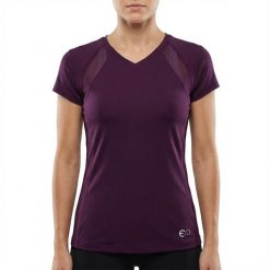 Koszulka treningowa GLEER damska. Fioletowe bluzki damskie ELPLAYER, bez wzorów, z elastanu, sportowe, bez kołnierzyka, bez ramiączek. Za 60.00 zł.