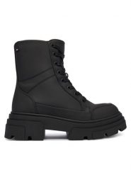 Tommy Hilfiger Trzewiki Tommytech Water Repellent Laceup FW0FW09161 Czarny. Czarne botki damskie Tommy Hilfiger, ze skóry, bez obcasa, na płaskiej podeszwie, bez zapięcia. Za 599.99 zł.