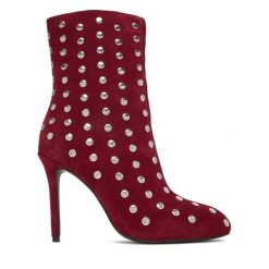 Botki Eva Minge. Czerwone botki damskie Eva Minge, bez obcasa, na szpilce, bez zapięcia. Za 549.99 zł.