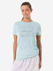 Super.natural Koszulka funkcyjna "Flower" w kolorze błękitnym rozmiar: XL. Niebieskie koszulki damskie super.natural, xl, bez wzorów, z materiału, bez kołnierzyka, bez ramiączek. Za 173.99 zł.