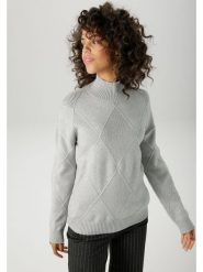 Aniston Sweter w kolorze jasnoszarym rozmiar: 40. Szare swetry klasyczne damskie Aniston, bez kołnierzyka. Za 74.46 zł.