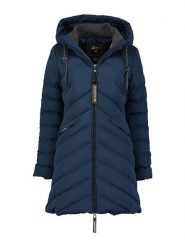 Geographical Norway Płaszcz pikowany "Clarisal" w kolorze granatowym rozmiar: XL. Niebieskie płaszcze damskie Geographical Norway, xl, z aplikacjami, bez kaptura. Za 285.49 zł.