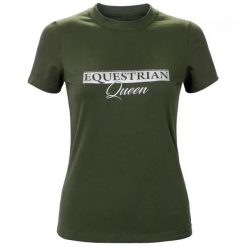 Koszulka z krótkim rękawem damska Equestrian Queen Jade 24SS. Zielone bluzki damskie EQUESTRIAN QUEEN, s, bez wzorów, sportowe, bez kołnierzyka, bez ramiączek. Za 136.99 zł.
