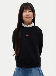 Tommy Hilfiger Bluza KG0KG09490 Czarny Regular Fit. Czarne bluzy dziewczęce Tommy Hilfiger, bez wzorów, z bawełny, bez ramiączek, bez kaptura. Za 329.99 zł.