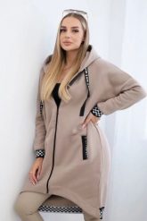 Bluza na suwak z kapturem ciemno beżowa. Brązowe bluzy damskie KESI, l, bez wzorów, z bawełny, z kapturem. Za 355.46 zł.