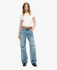 Superdry Jeansy Wide Leg z Bawełny Organicznej. Zielone jeansy damskie Superdry. Za 387.20 zł.