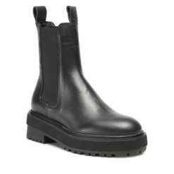 Sztyblety GINO ROSSI. Czarne botki damskie Gino Rossi, bez obcasa, na płaskiej podeszwie, bez zapięcia. Za 319.99 zł.