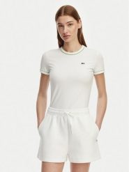 Lacoste T-Shirt TF5289 Biały Slim Fit. Białe t-shirty damskie Lacoste, bez wzorów, z bawełny, bez kołnierzyka. Za 319.99 zł.