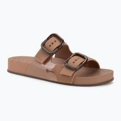 Klapki damskie Ipanema Shore. Brązowe klapki damskie Ipanema, bez wzorów, z materiału, bez obcasa, bez zapięcia. Za 159.99 zł.