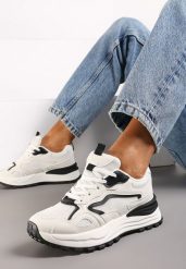 Beżowo-Czarne Sneakersy na Niskiej Platformie z Siateczką z Ozdobnymi Wstawkami Lelphine. Brązowe obuwie sportowe damskie Renee, z materiału, bez zapięcia. Za 89.99 zł.