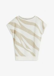 Sweter z dzianiny o splocie drobnych oczek, z połyskującą nitką. Niebieskie swetry klasyczne damskie bonprix, z dzianiny, bez kołnierzyka. Za 47.99 zł.