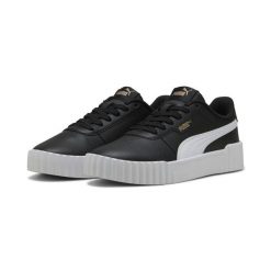 Młodzieżowe sneakersy Carina 3.0 PUMA Black White Gold. Biała obuwie sportowe damskie Puma, bez zapięcia, na jogę i pilates. Za 249.00 zł.
