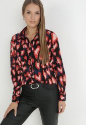 Czarno-Czerwona Koszula w Cętki Loiphe. Czarne koszule damskie Born2be, l, bez wzorów, z tkaniny, klasyczne, bez kołnierzyka, bez ramiączek. Za 139.99 zł.