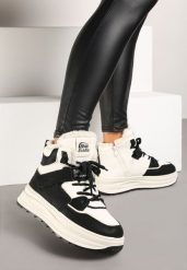 Beżowo-Czarne Płaskie Sneakersy za Kostkę z Ociepleniem Riavielle. Brązowe obuwie sportowe damskie Renee, z jeansu, za kostkę, bez zapięcia. Za 129.99 zł.