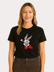 WOOOP Koszulka "Looney Tunes Bugs Bunny" w kolorze czarnym rozmiar: M. Czarne koszulki damskie Wooop, m, bez wzorów, z bawełny, bez kołnierzyka, bez ramiączek. Za 56.99 zł.