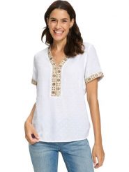 WITT WEIDEN Bluzka w kolorze białym rozmiar: 38. Białe bluzki damskie WITT WEIDEN, bez wzorów, z wiskozy, bez kołnierzyka, bez ramiączek. Za 69.99 zł.