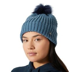 Kapelusz damski Helly Hansen Snowfall. Niebieskie kapelusze damskie Helly Hansen, bez wzorów, z futra. Za 225.50 zł.