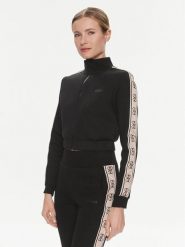 Guess Bluza V3RQ12 KB3P2 Czarny Regular Fit. Czarne bluzy damskie Guess, m, z aplikacjami, z syntetyku, bez kaptura. Za 209.99 zł.