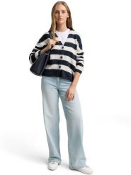 TOM TAILOR Denim Kardigan w kolorze kremowo-granatowym rozmiar: L. Brązowe kardigany damskie TOM TAILOR DENIM, l, bez wzorów, z denimu. Za 86.95 zł.