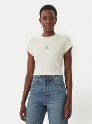 Calvin Klein Jeans T-Shirt LV047F833G Żółty Slim Fit. Żółte t-shirty damskie Calvin Klein Jeans, s, bez wzorów, z bawełny, bez kołnierzyka. Za 209.99 zł.