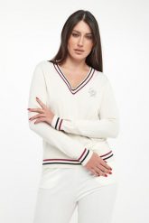 Sweter damski z logo LIU JO. Swetry klasyczne damskie Liu Jo, m, bez kołnierzyka. Za 429.00 zł.