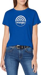 WRANGLER SS CIRCLE TEE DAMSKI T-SHIRT KOSZULKA Z KRÓTKIM RĘKAWEM LOGO NADRUK NAVY W7Z2EV114 112132160. Niebieskie bluzki damskie Wrangler, s, bez wzorów, bez kołnierzyka, bez ramiączek. W wyprzedaży za 39.99 zł.