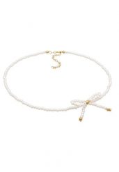 Elli Damski choker z kokardą z synt. perłami z pozłacanego srebra 925 Naszyjniki 1 ct. Białe naszyjniki damskie Elli, z perłą, pozłacane. Za 198.99 zł.