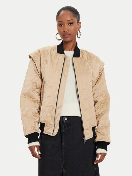 KARL LAGERFELD Kurtka bomber 245W1506 Beżowy Regular Fit. Brązowe kurtki damskie KARL LAGERFELD, bez wzorów, z syntetyku, bez kaptura. Za 1,109.00 zł.