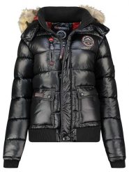 Geographical Norway Kurtka zimowa "Bugs" w kolorze czarnym rozmiar: XL. Czarne kurtki damskie Geographical Norway, na zimę, xl, bez wzorów, prążkowane, bez kaptura. Za 294.28 zł.