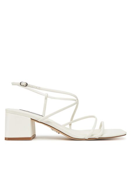 Steve Madden Sandały Remmi SM11003296 Biały. Białe sandały damskie Steve Madden, bez wzorów, ze skóry, bez obcasa, na słupku, bez zapięcia. Za 459.99 zł.