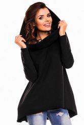 Czarna Nietuzinkowa Bluza z Dużym Kapturem. Czarne bluzy damskie Awama, l, bez wzorów, z bawełny. Za 176.90 zł.