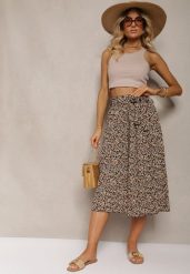 Czarno-Beżowe Plisowane Spodnie Szwedy High Waist z Materiałowym Paskiem i Gumką w Talii Isefia. Czarne spodnie materiałowe damskie Renee, bez wzorów, z jeansu. Za 39.99 zł.