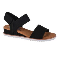 Sandały Skechers Model Desert Kiss Kolor Czarny. Czarne sandały damskie Skechers, bez wzorów, bez obcasa, bez zapięcia. Za 199.99 zł.