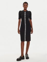 KARL LAGERFELD Sukienka dzianinowa 246W1320 Czarny Slim Fit. Czarne sukienki damskie KARL LAGERFELD, bez wzorów, z dzianiny, bez ramiączek. Za 609.99 zł.