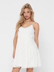 ONLY Sukienka codzienna 15204799 Biały Regular Fit. Białe sukienki damskie Only, bez wzorów, z bawełny, bez ramiączek. Za 129.99 zł.