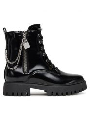 Guess Botki FLTFRO ELE10 Czarny. Czarne botki damskie Guess, ze skóry, bez obcasa, na płaskiej podeszwie, bez zapięcia. Za 609.99 zł.