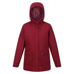 Kurtka przeciwdeszczowa damska Brenlyn Abstract Hearts. Czerwone kurtki damskie Regatta, xs, z aplikacjami, z materiału, z kapturem. Za 280.99 zł.