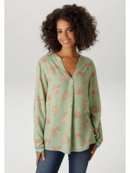 Aniston Bluzka w kolorze zielono-beżowym rozmiar: 38. Zielone bluzki damskie Aniston, bez wzorów, z wiskozy, bez kołnierzyka, bez ramiączek. Za 130.99 zł.