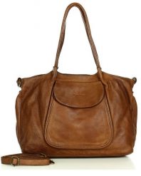 Shopper bag MARCO MAZZINI brązowy v86h. Brązowe shopper bag bez wzorów, ze skóry, bez dodatków. Za 489.25 zł.