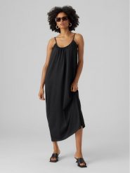 Vero Moda Sukienka letnia Luna 10286077 Czarny Regular Fit. Czarne sukienki damskie Vero Moda, bez wzorów, z bawełny, bez ramiączek. Za 89.99 zł.