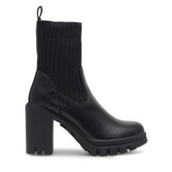 Botki DeeZee. Czarne botki damskie DeeZee, bez obcasa, na słupku, bez zapięcia. Za 125.99 zł.