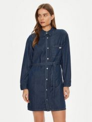 Calvin Klein Jeans Sukienka koszulowa J20J225008 Granatowy Regular Fit. Niebieskie sukienki damskie Calvin Klein Jeans, bez wzorów, z bawełny, bez ramiączek. Za 289.99 zł.