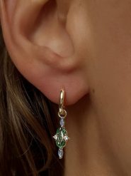 Les Petites Précieuses Pozłacane kolczyki-kreole z cyrkoniami rozmiar: onesize. Zielone kolczyki damskie Les Petites Précieuses, z cyrkonią, pozłacane. Za 118.95 zł.