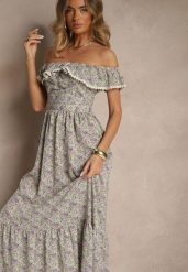 Fioletowa Sukienka z Ozdobnymi Falbankami Folanne. Fioletowe sukienki damskie Renee, bez wzorów, z jeansu, eleganckie, bez ramiączek. W wyprzedaży za 67.99 zł.