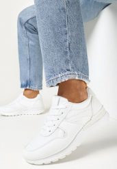 Białe Sneakersy z Wstawkami Willamina. Białe obuwie sportowe damskie Born2be, przed kostkę, bez zapięcia. Za 84.99 zł.
