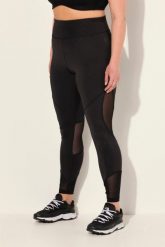 Damskie Legginsy sportowe wstawka z siateczki kieszeń z recyklingu. Czarne legginsy damskie Ulla Popken, plus size, bez wzorów, z elastanu. Za 239.99 zł.