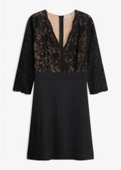 Sukienka koktajlowa z koronką. Czarne sukienki damskie bonprix, bez wzorów, z koronki, eleganckie, bez ramiączek. Za 219.99 zł.