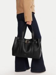 Calvin Klein Torebka Buckle Medium Tote LV04F3294G Czarny. Czarne torebki klasyczne damskie Calvin Klein, ze skóry, bez dodatków. Za 479.99 zł.