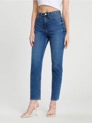 Jeansy mom tall - granatowy. Niebieskie jeansy damskie Sinsay. Za 59.99 zł.